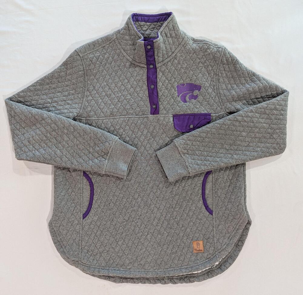 Kansas State Wildcats Sweatshirt Womens Med Gray NCAA Football Pressbox Quilted